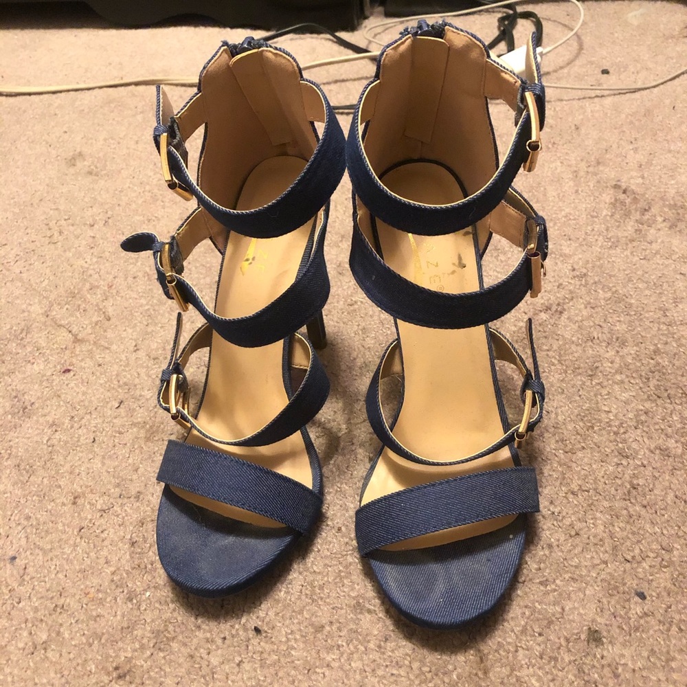 Denim blue heels from Fashion Nova